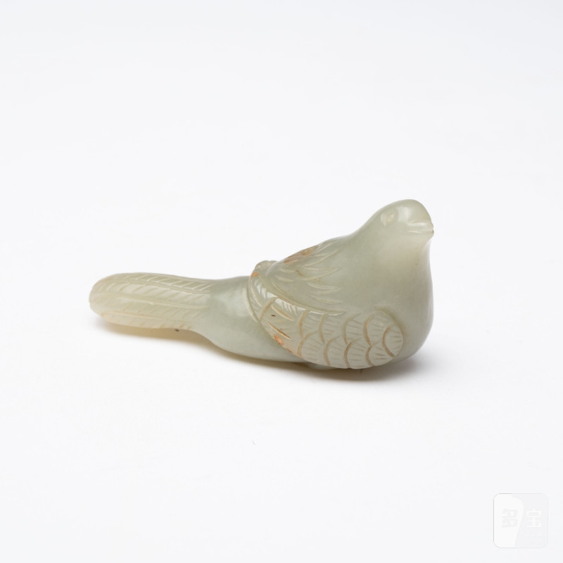    清 青白玉圓雕鳥 - 图1